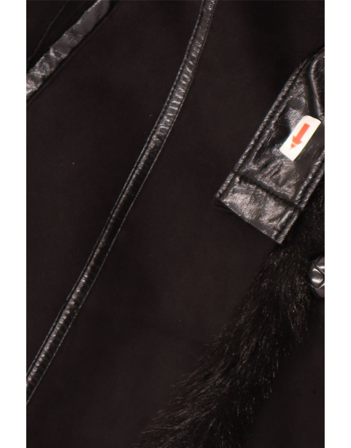 Pizazz Womens Sherpa Overcoat UK 14 Medium Black Polyester