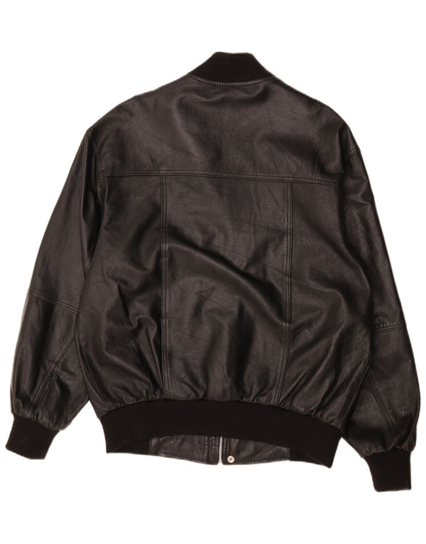 Vintage Mens Bomber Leather Jacket UK 38 Medium Black Leather