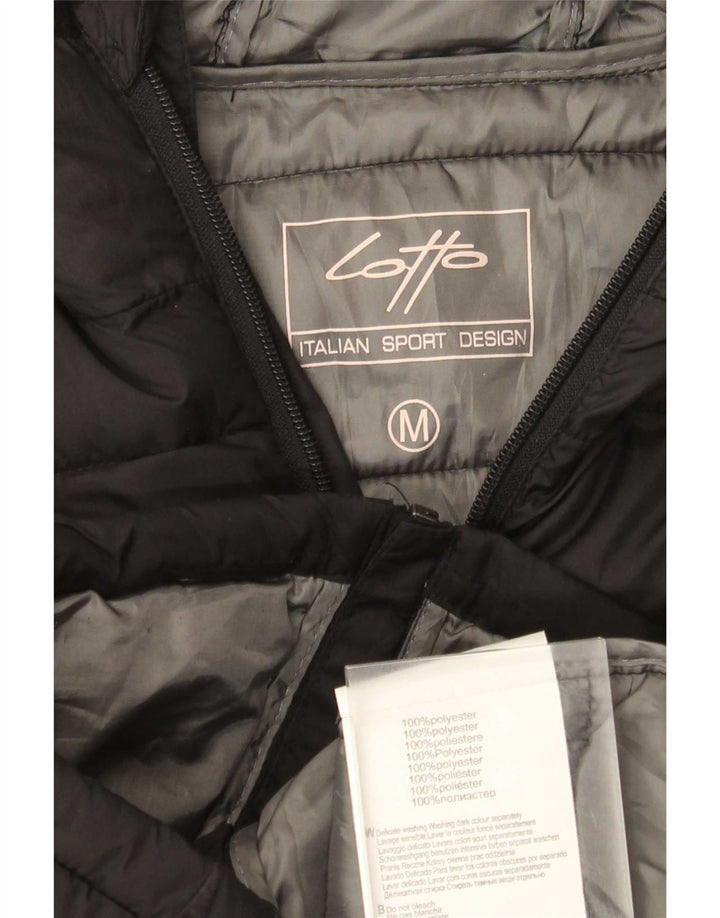 Lotto Womens Hooded Padded Jacket UK 14 Medium Black Polyester