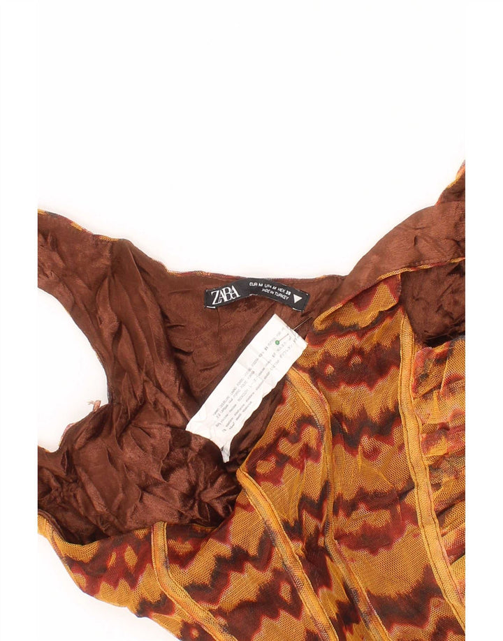 Zara Womens Crop Top Medium Brown Viscose Bohemian