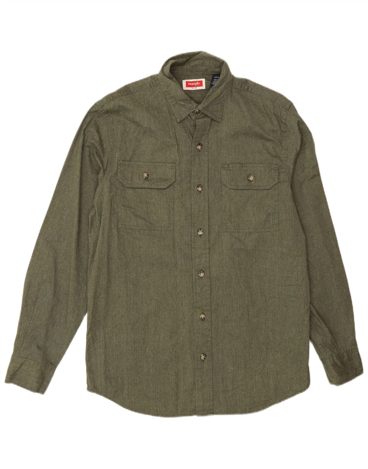 Wrangler Mens Shirt Small Khaki Cotton