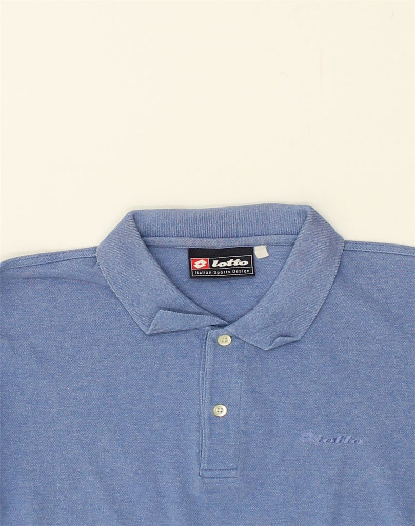 LOTTO Mens Long Sleeve Polo Shirt Medium Blue Cotton | Vintage Lotto | Thrift | Second-Hand Lotto | Used Clothing | Messina Hembry 