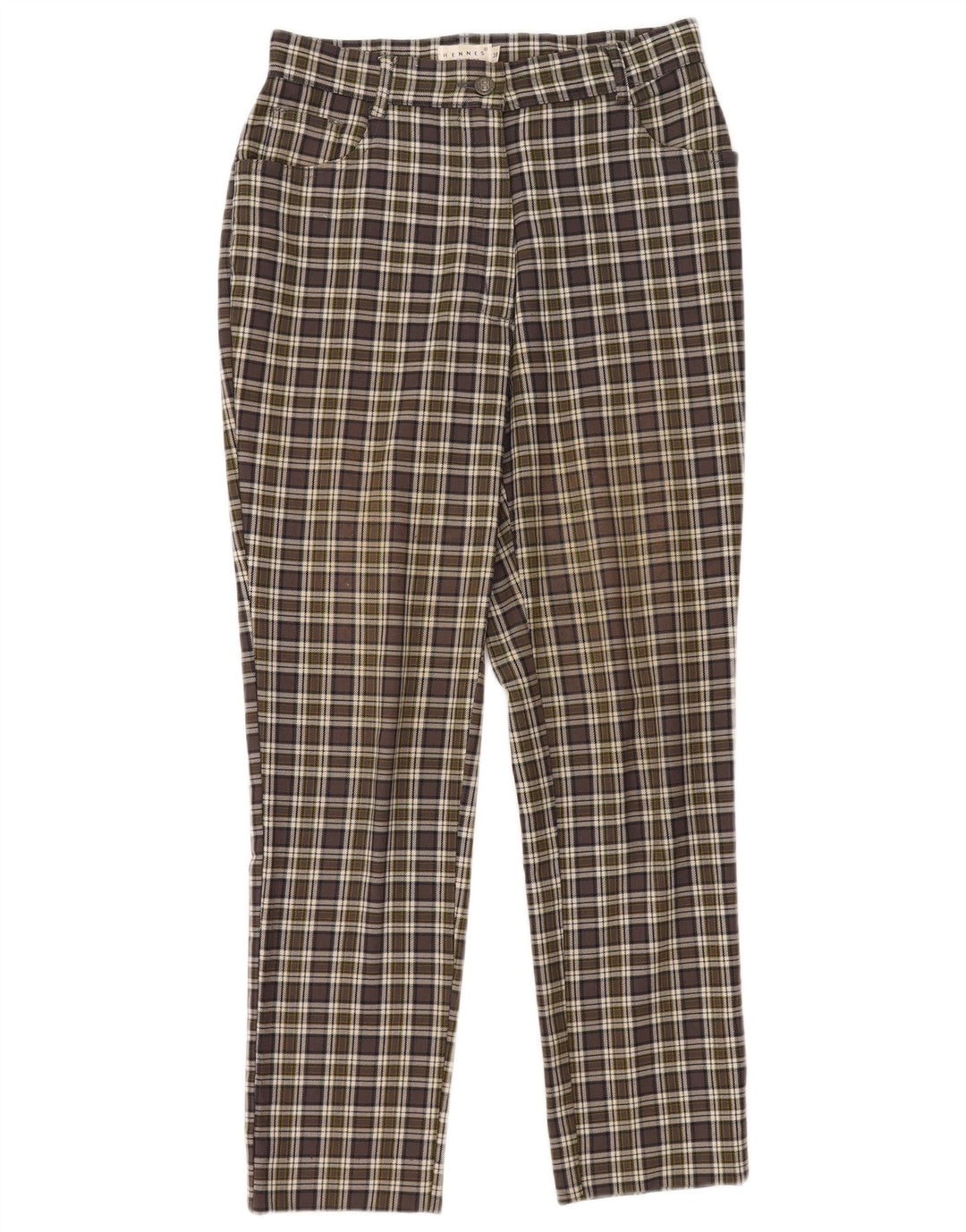 Hennes Womens Slim Casual Trousers EU 38 Medium W28 L28 Green Check