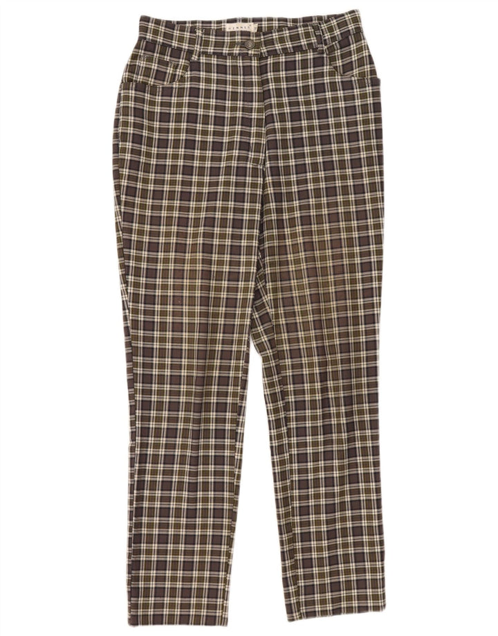 Hennes Womens Slim Casual Trousers EU 38 Medium W28 L28 Green Check