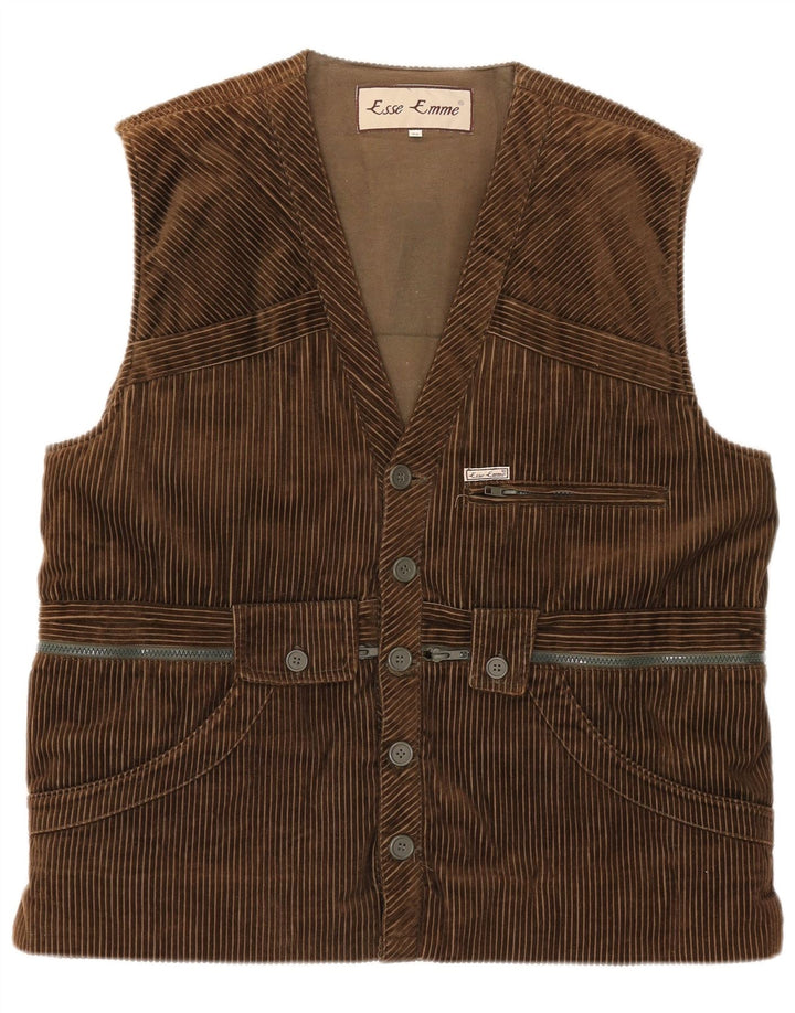 ESSE EMME  Mens Corduroy Gilet IT 48 Medium Khaki Cotton
