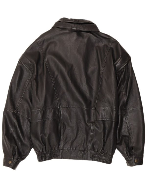 SAMANTA Mens Leather Jacket IT 52 XL Black