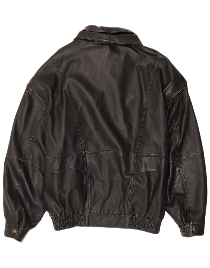 SAMANTA Mens Leather Jacket IT 52 XL Black