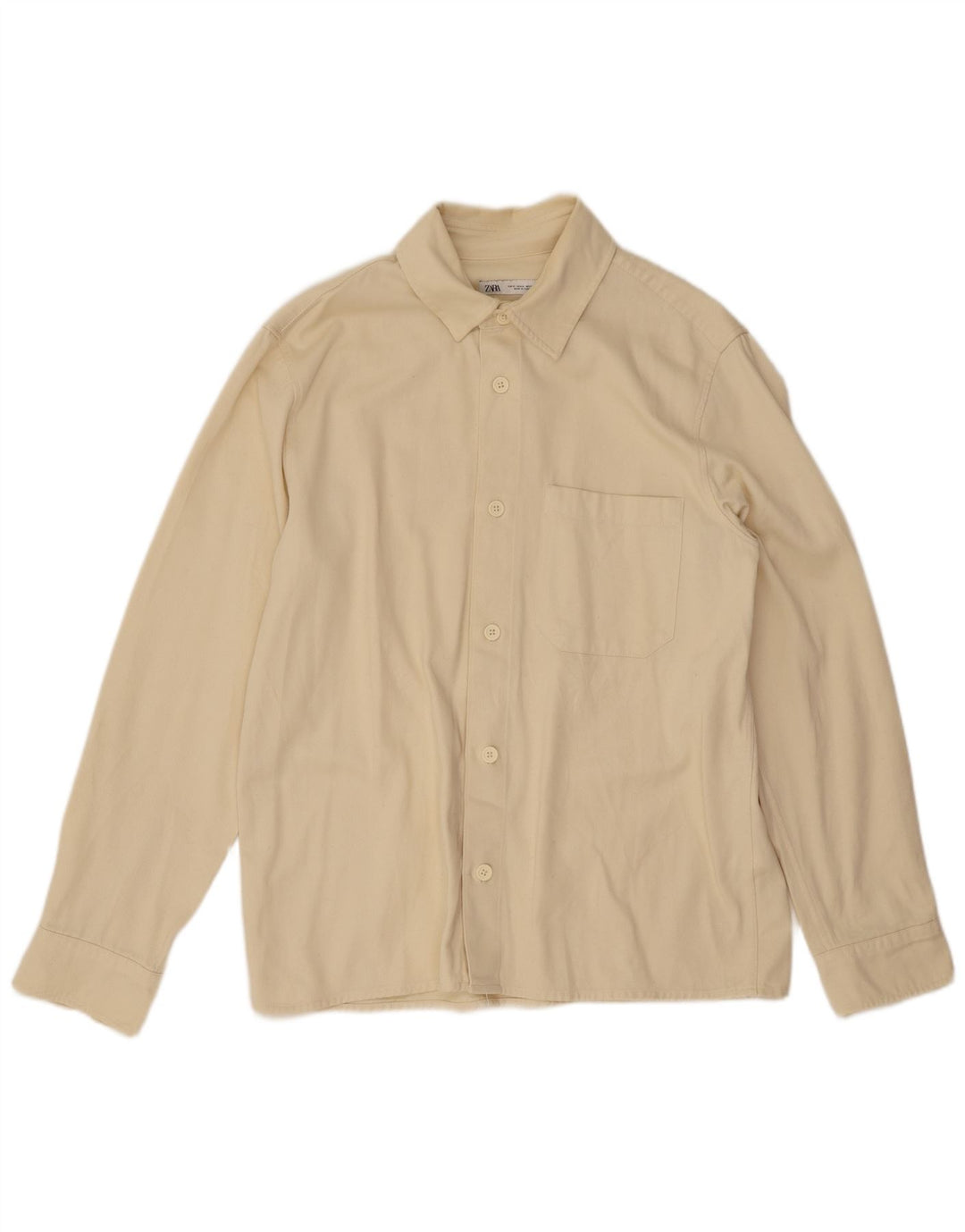 Zara Mens Shirt Medium Beige Cotton