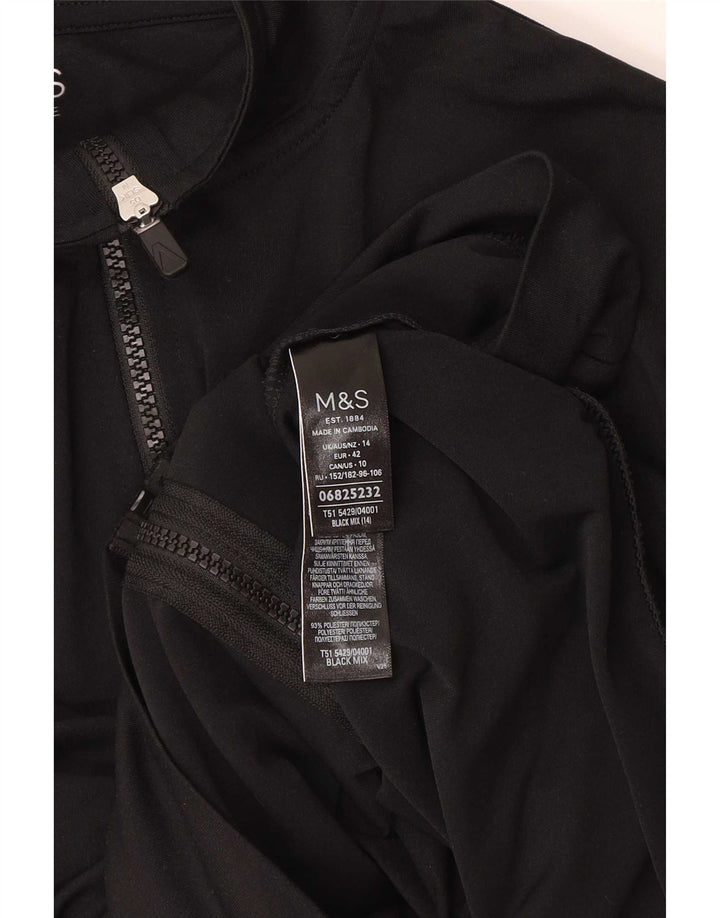 Marks & Spencer Womens Tracksuit Top Jacket UK 14 Large Black Colourblock