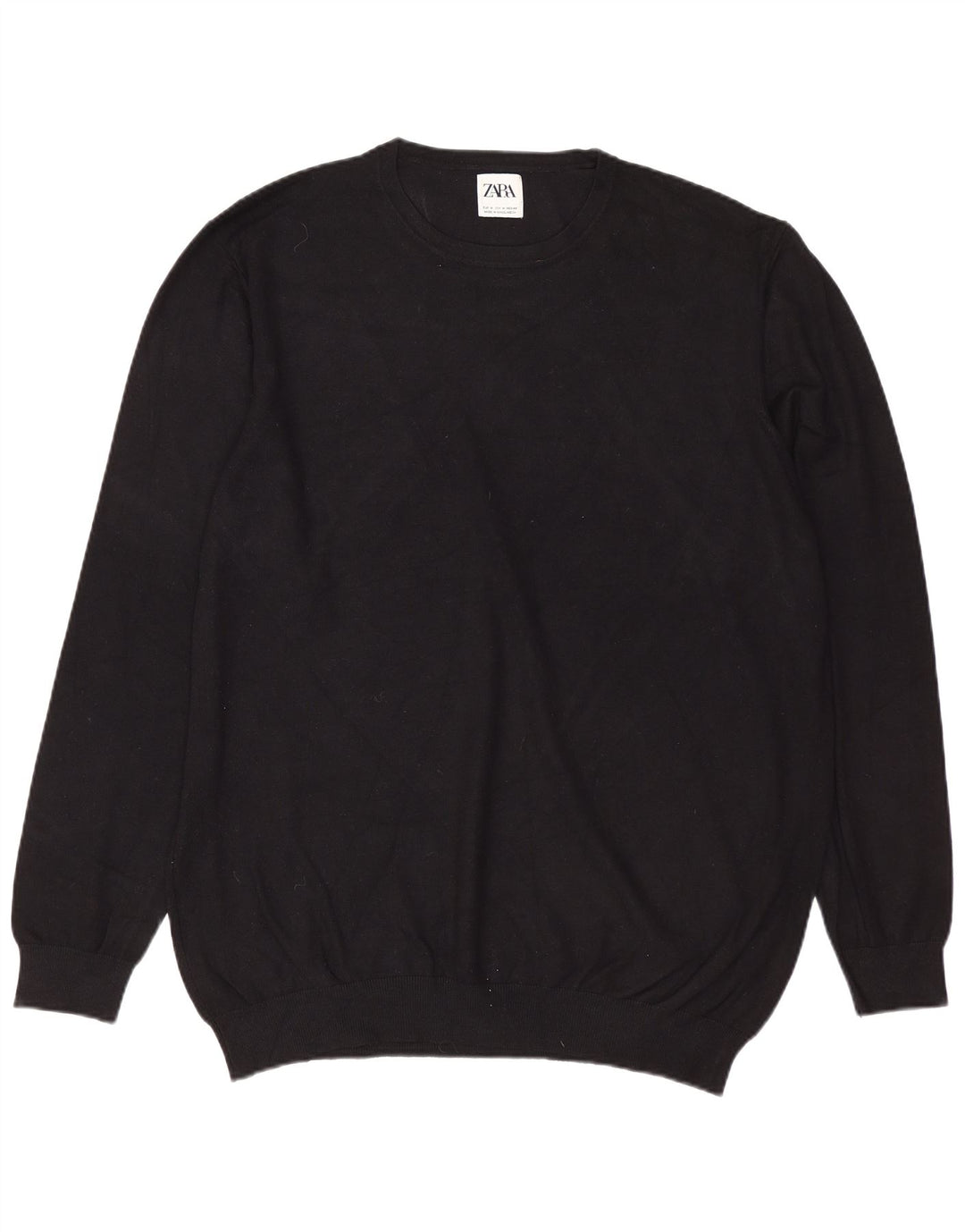 ZARA Mens Crew Neck Jumper Sweater Medium Black Viscose