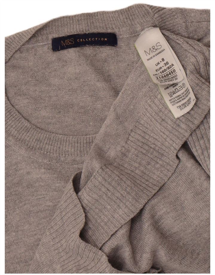 Marks & Spencer Womens Boat Neck Jumper Sweater UK 8 Small Grey Flecked