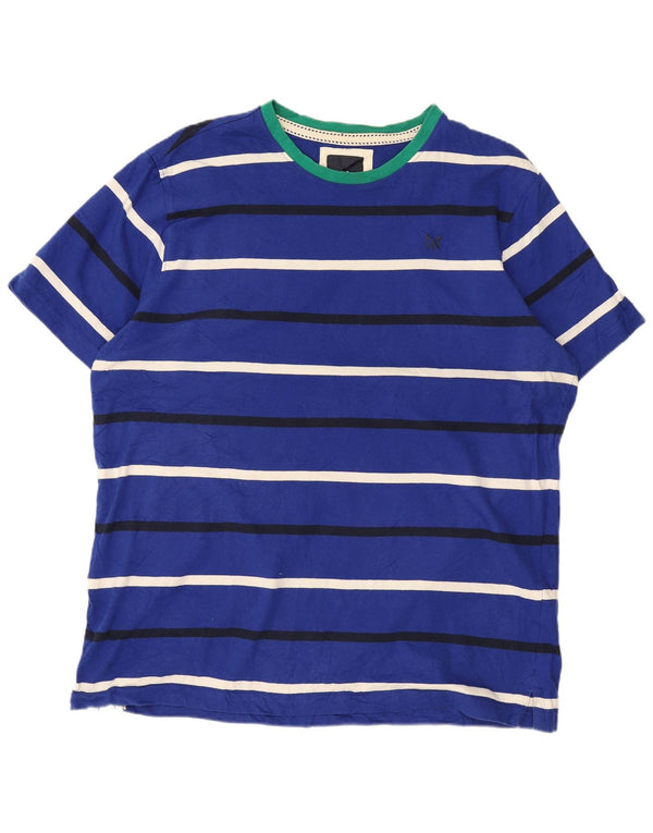 Crew Clothing Mens T-Shirt Top XL Blue Striped Cotton
