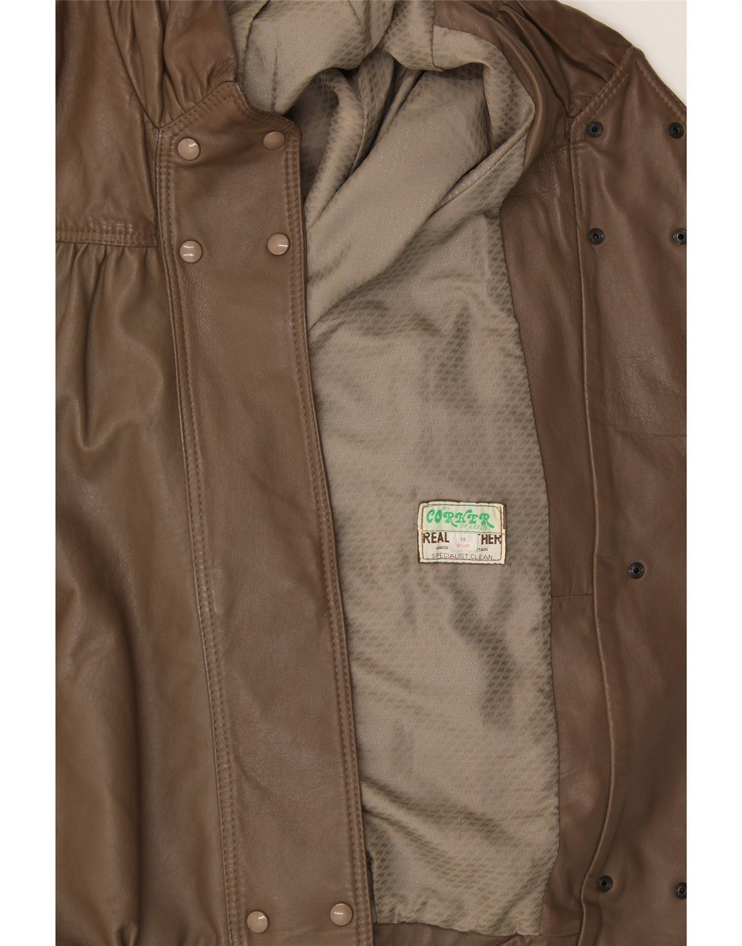 CORHER OF LEEDS Womens Oversized Leather Jacket UK 14  Large Brown Leather Vintage Corher Of Leeds and Second-Hand Corher Of Leeds from Messina Hembry 