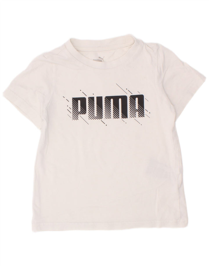 Puma Boys Graphic T-Shirt Top 5-6 Years White Cotton