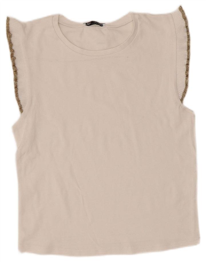 Zara Womens Sleeveless Blouse Top UK 12 Medium White