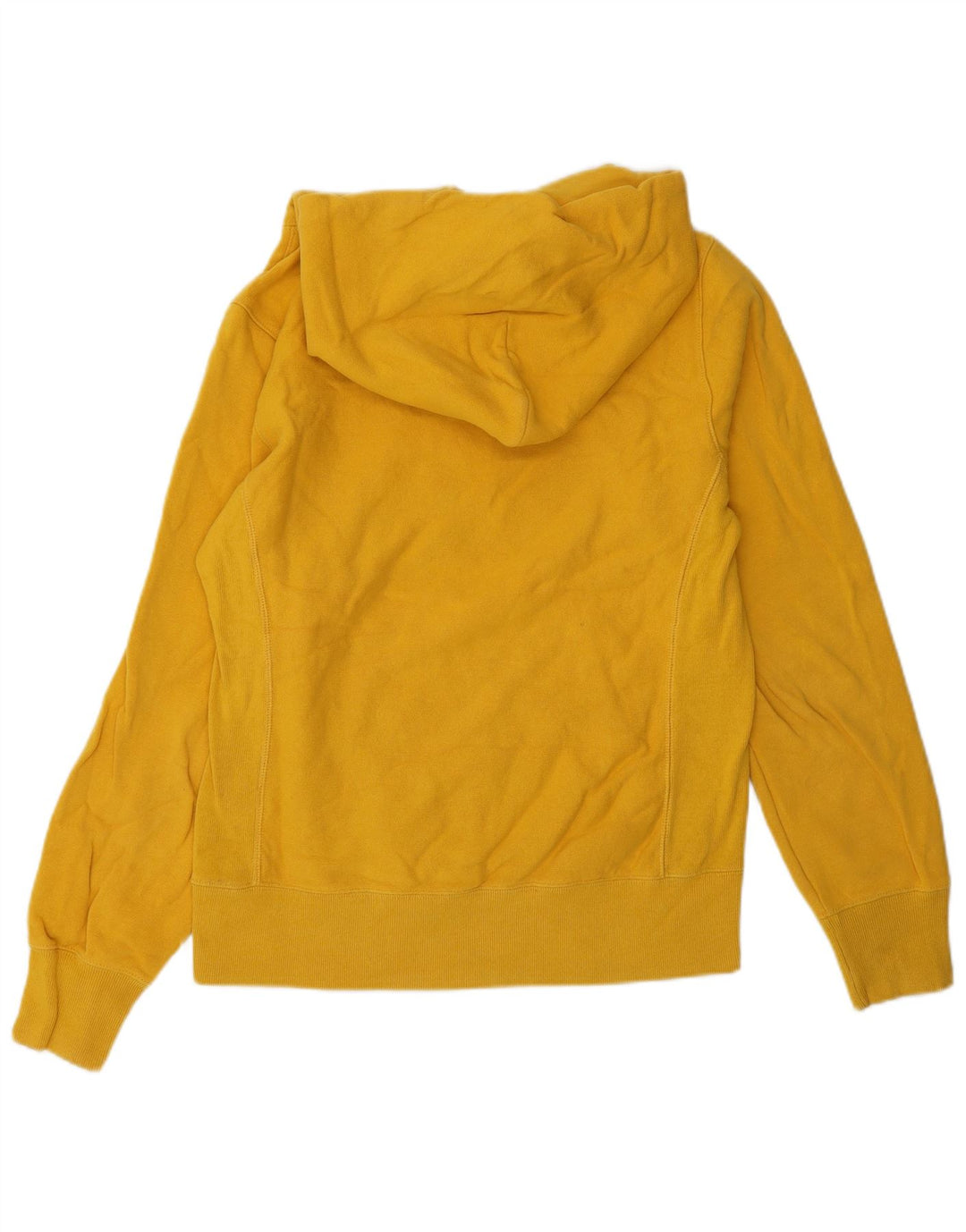 CHAMPION Womens Reverse Weave Graphic Hoodie Jumper UK 14 Medium Yellow