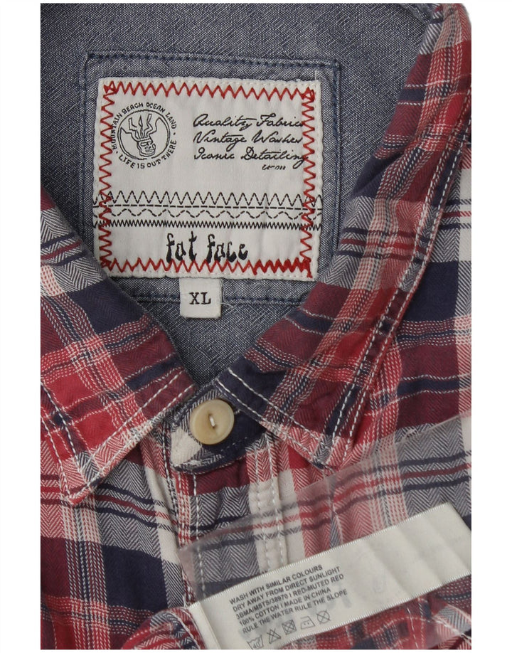 FAT FACE Mens Flannel Shirt XL Red Check Cotton