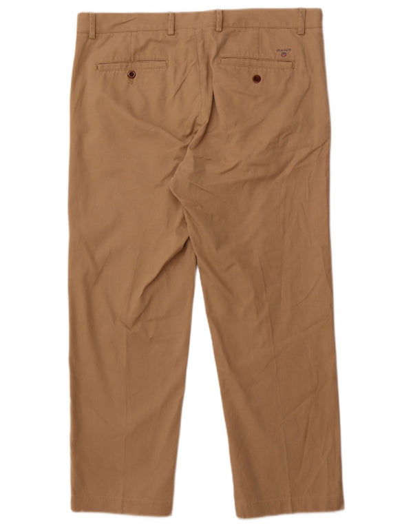 Gant Mens Straight Chino Trousers W36 L28 Beige Cotton