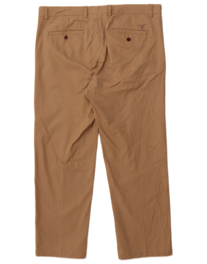 Gant Mens Straight Chino Trousers W36 L28 Beige Cotton
