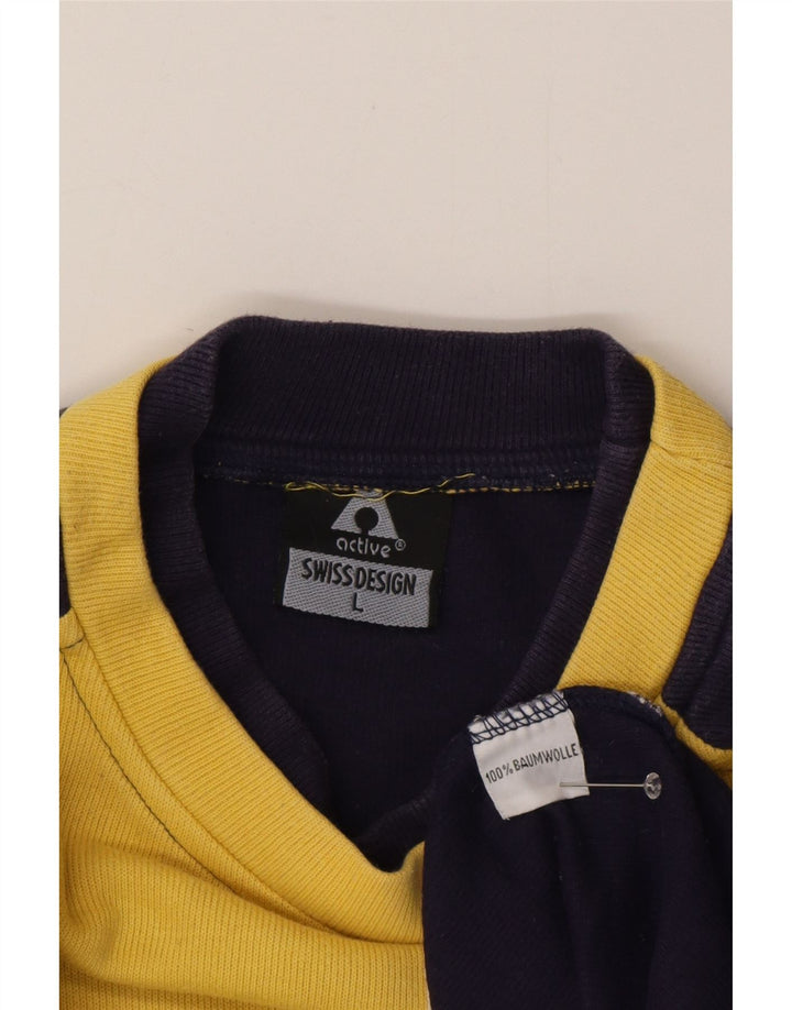 Active Mens Graphic Sweatshirt Jumper Large Multicoloured Colourblock