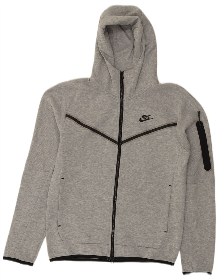 Nike Mens Zip Hoodie Sweater Small Grey Flecked Cotton