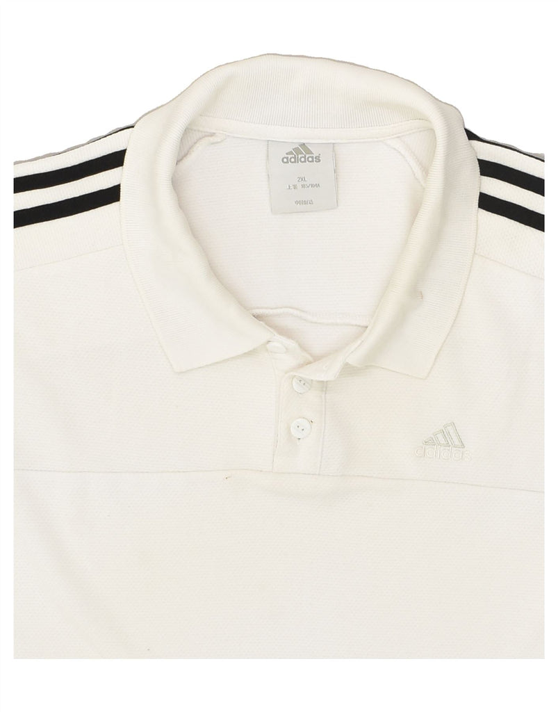 ADIDAS Mens Polo Shirt 2XL White | Vintage Adidas | Thrift | Second-Hand Adidas | Used Clothing | Messina Hembry 