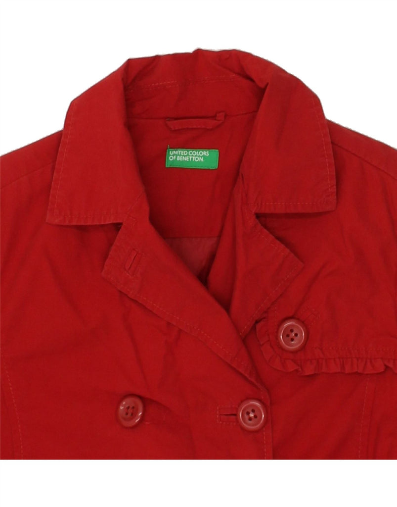 BENETTON Girls Double Breasted Coat 11-12 Years 2XL Red Cotton | Vintage Benetton | Thrift | Second-Hand Benetton | Used Clothing | Messina Hembry 