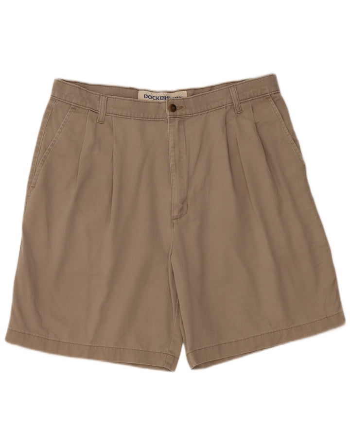 DOCKERS Mens Khakis Pegged Chino Shorts W36 Large  Beige Cotton