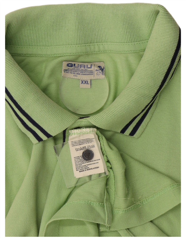 Guru Mens Graphic Polo Shirt 2XL Green Cotton