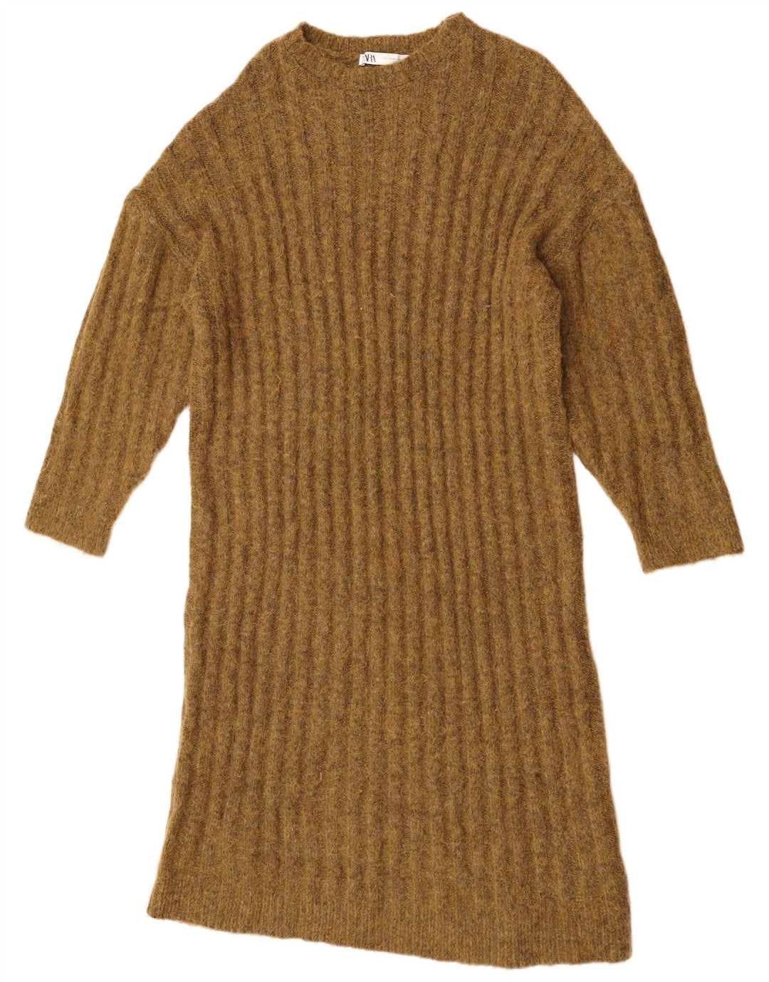 ZARA Womens Oversized Jumper Dress UK 14 Medium Khaki Nylon