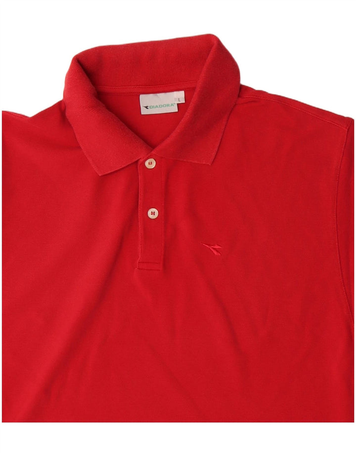 DIADORA Mens Polo Shirt Large Red Cotton