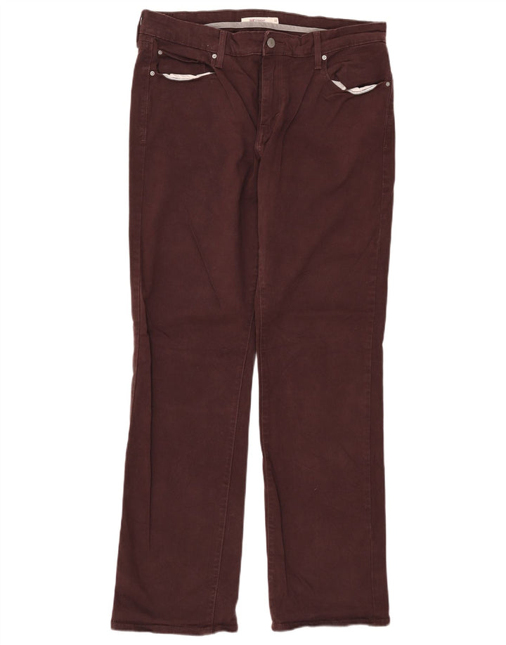 LEVI'S Womens 505 Straight Jeans W32 L32 Maroon Cotton