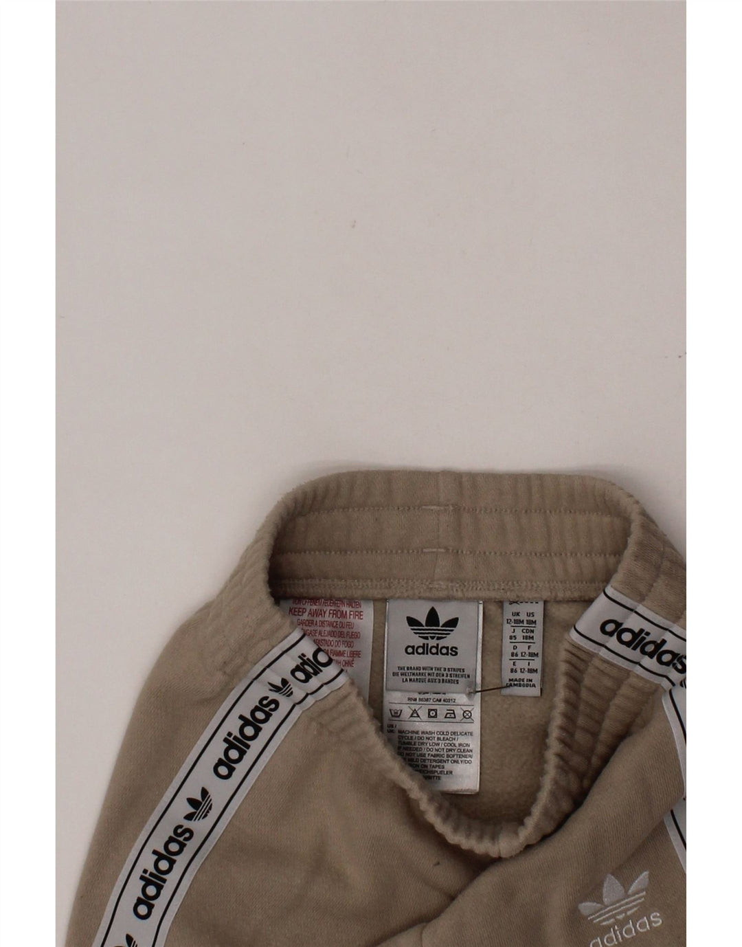 ADIDAS Baby Boys Graphic Joggers Tracksuit Trousers 12-18 Months  Beige