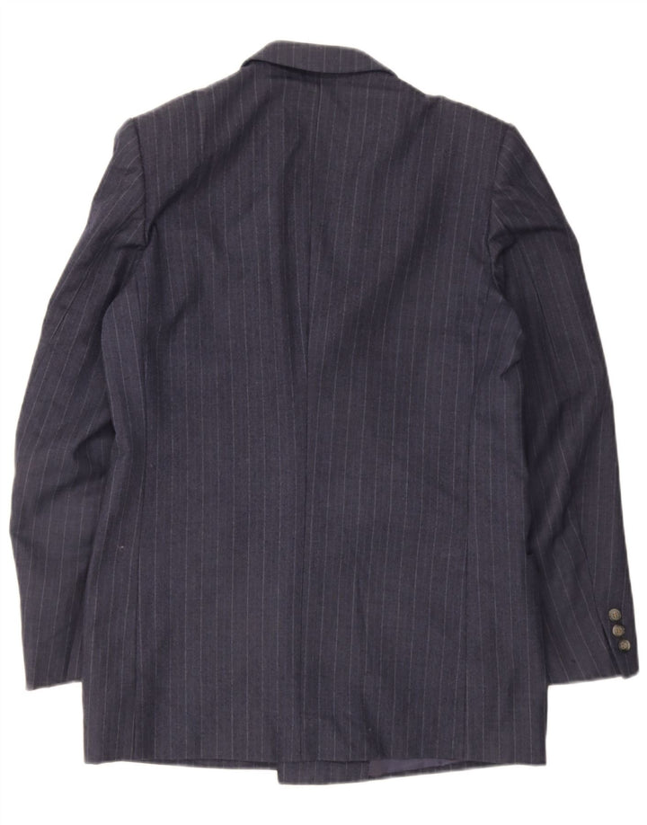 Vintage Mens Double Breasted Blazer Jacket UK 38 Medium Navy Blue Striped