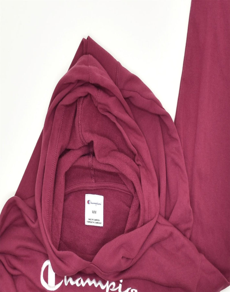 CHAMPION Womens Oversized Graphic Hoodie Jumper UK 14 Medium Burgundy | Vintage | Thrift | Second-Hand | Used Clothing | Messina Hembry 