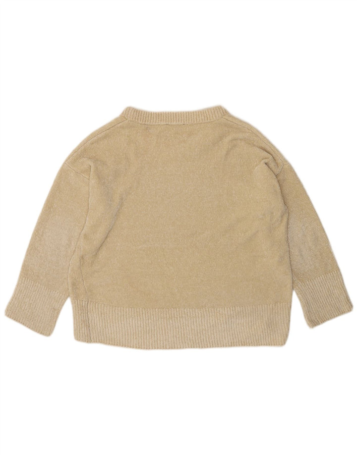 ZARA Womens Oversized Boat Neck Jumper Sweater UK 14 Medium Beige