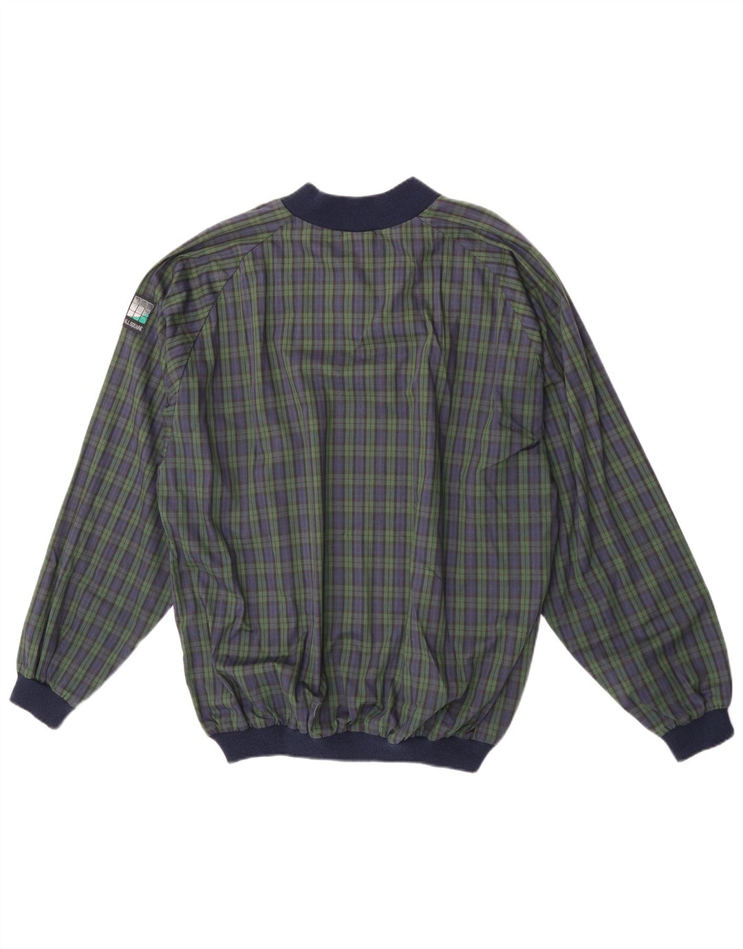 Vintage Mens Pullover Tracksuit Top XL Navy Blue Check Polyester