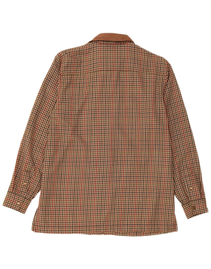 Ralph Lauren Womens Flannel Shirt UK 14 Medium Brown Houndstooth Acetate