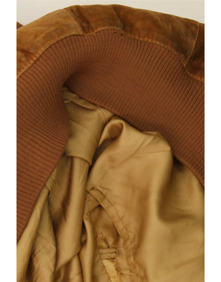 Vintage Mens Suede Bomber Jacket UK 40 Large Beige Leather