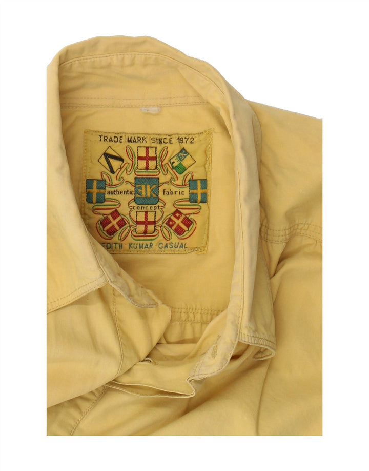 VINTAGE Mens Short Sleeve Shirt Large Yellow Cotton Vintage Vintage and Second-Hand Vintage from Messina Hembry 