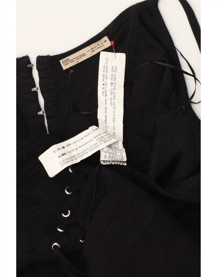 Zara Womens Maxi Sundress UK 12 Medium Black Cotton