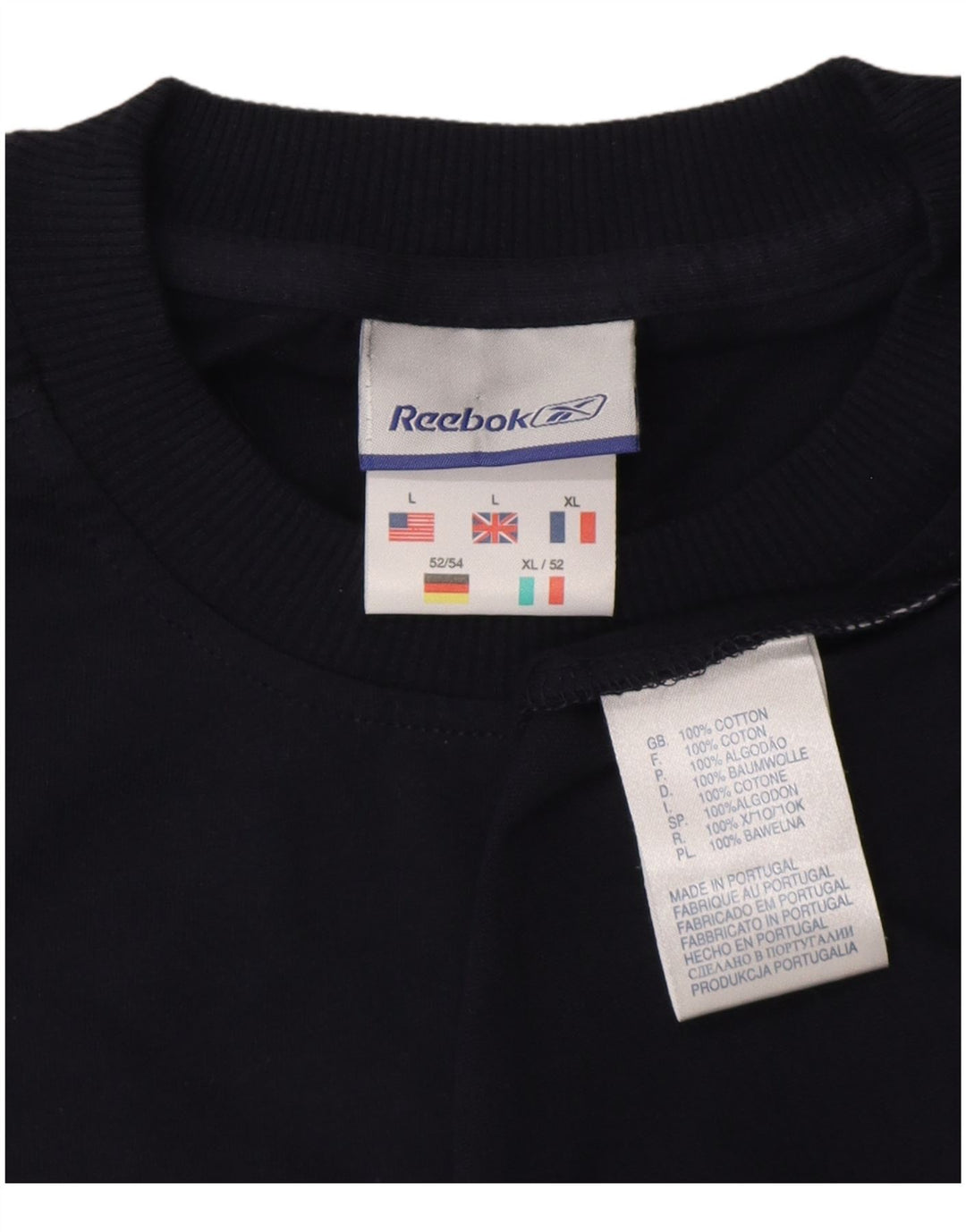 Reebok Mens Graphic T-Shirt Top Large Navy Blue Cotton