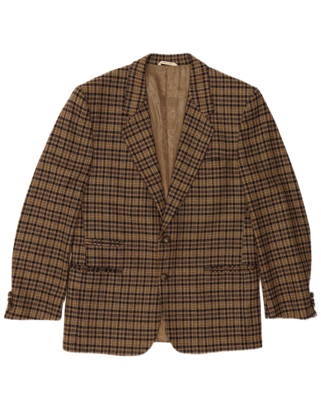 Luigi Botto Mens 2 Button Blazer Jacket UK 40 Large Brown Houndstooth Wool