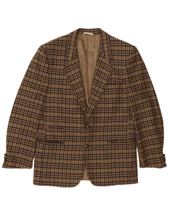 Luigi Botto Mens 2 Button Blazer Jacket UK 40 Large Brown Houndstooth Wool