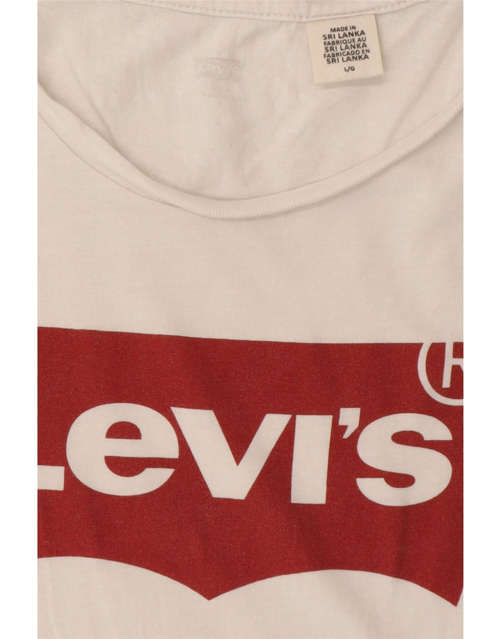 LEVI'S Womens Graphic T-Shirt Top UK 14 Large White
