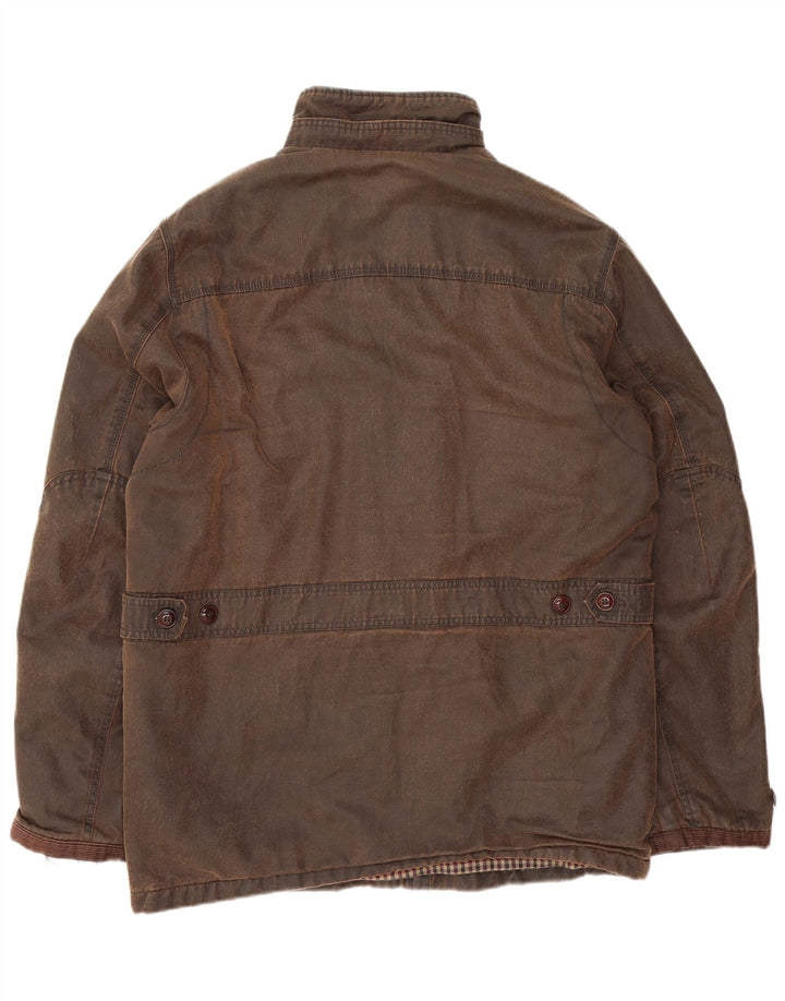 WHITE STUFF Mens Waxed Cotton Jacket UK 40 Large Brown Cotton