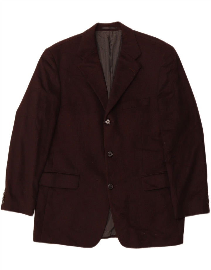 HUGO BOSS Mens 3 Button Blazer Jacket UK 40 Large Burgundy Virgin Wool