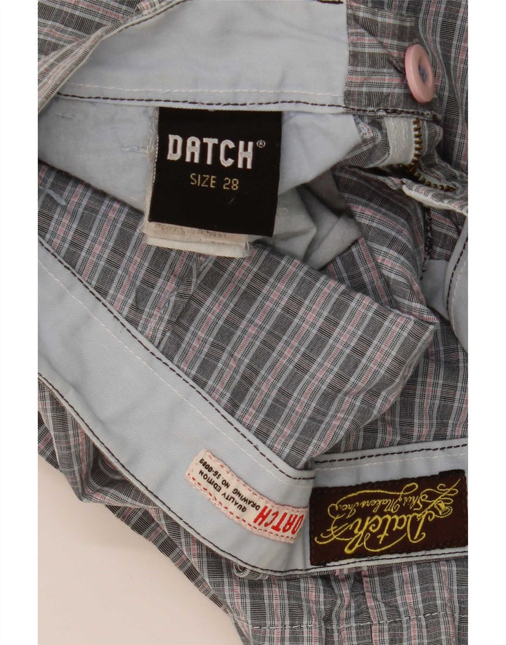 Datch Mens Chino Shorts W28 Small Grey Check Cotton