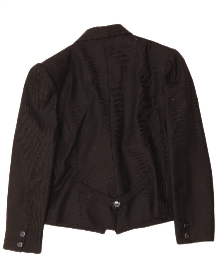 VINTAGE Womens Double Breasted Blazer Jacket UK 14 Medium Black