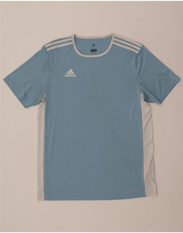 Adidas Mens Climalite T-Shirt Top Large Blue Colourblock Polyester